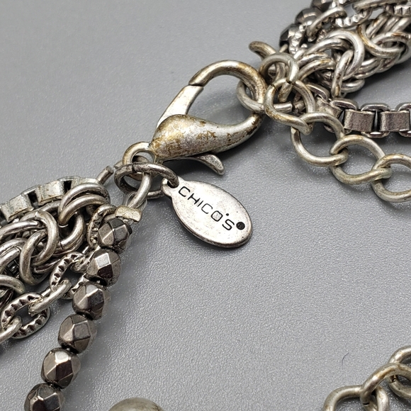 Chico 4 Strand Multicolor Bead Stones & Charms Statement Silvertone Chains - Picture 15 of 16